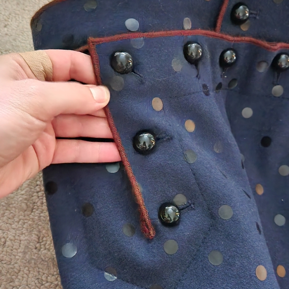 Marc Jacobs Runway $1900 Wide Leg High Waist Flare Dot Wool Pant XS 2 navy - Picture 8 of 12